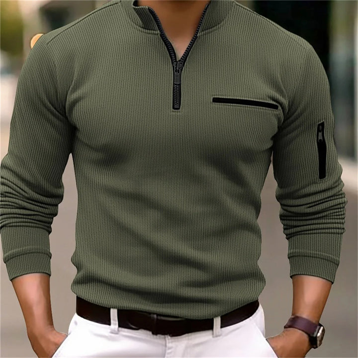 Alberto® Ribbed Quarter-Zip Sweater