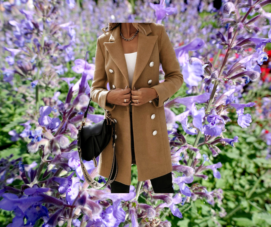 Golden Hour Chic Double-Breasted Coat™